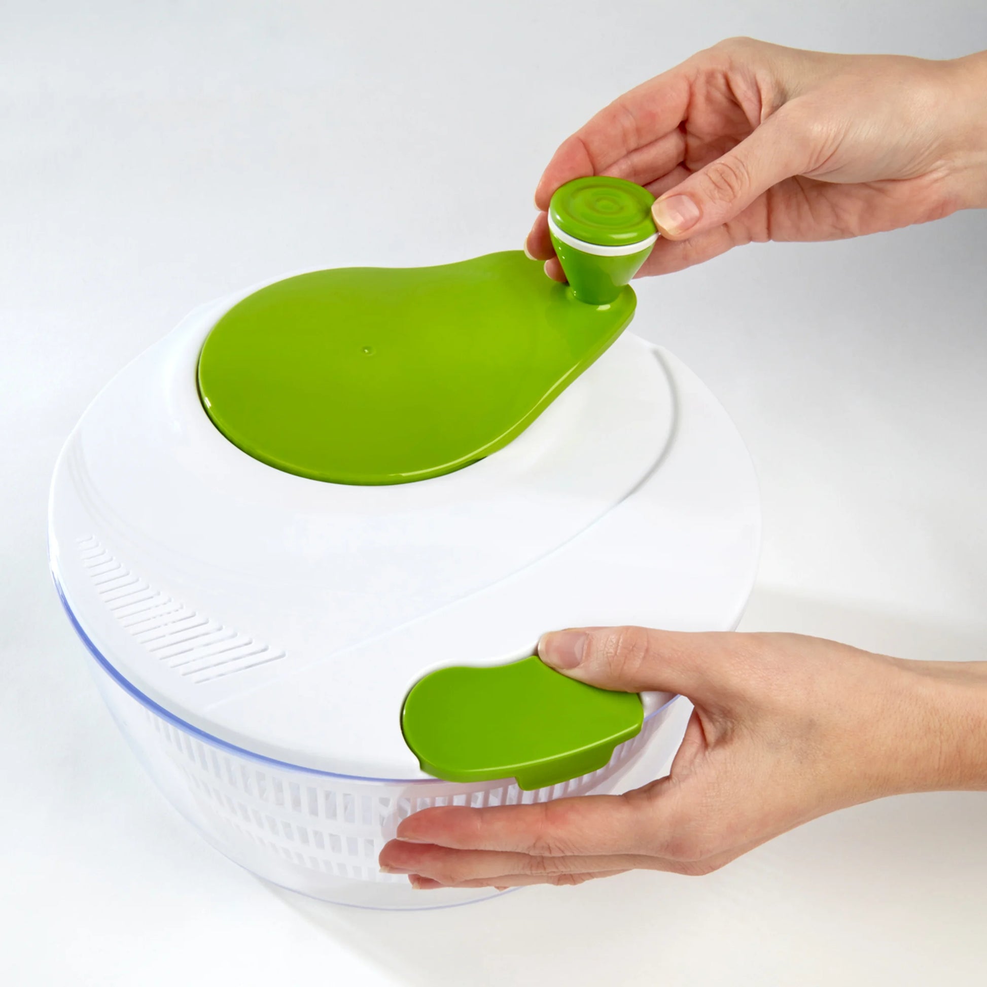 4Qt Salad Spinner Vegetable Dryer, Green Glaze Colour, Height: 7.68In,Weight:1.17Lb