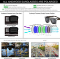Wood Sunglasses Polarized for Men Women Uv Protection Wooden Bamboo Frame Mirrored Sun Glasses