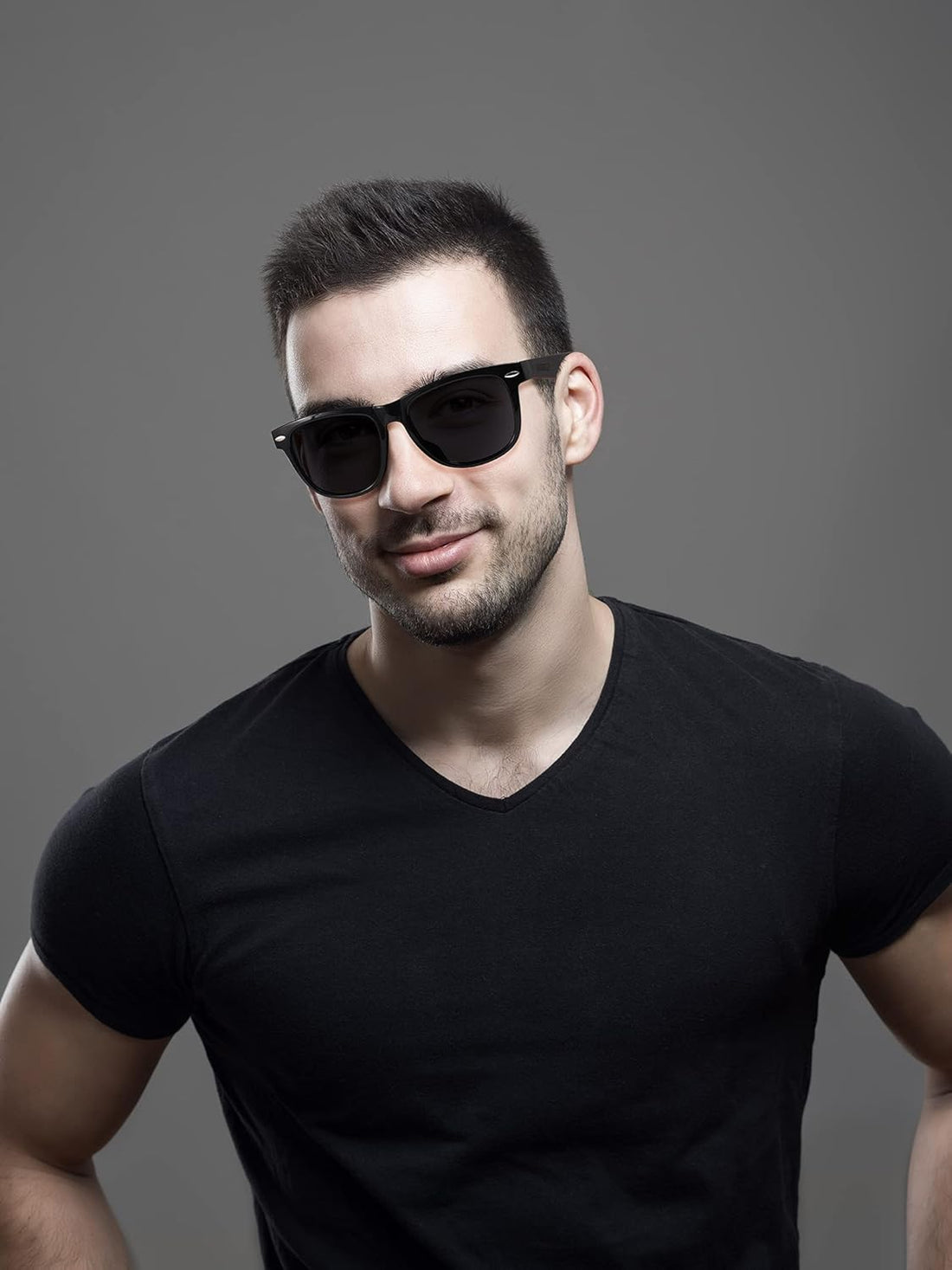 Black Polarized Sunglasses for Men Square Vintage Retro Sunglasses 80S with Dark Tint for Driving Fishing Beach
