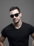 Black Polarized Sunglasses for Men Square Vintage Retro Sunglasses 80S with Dark Tint for Driving Fishing Beach