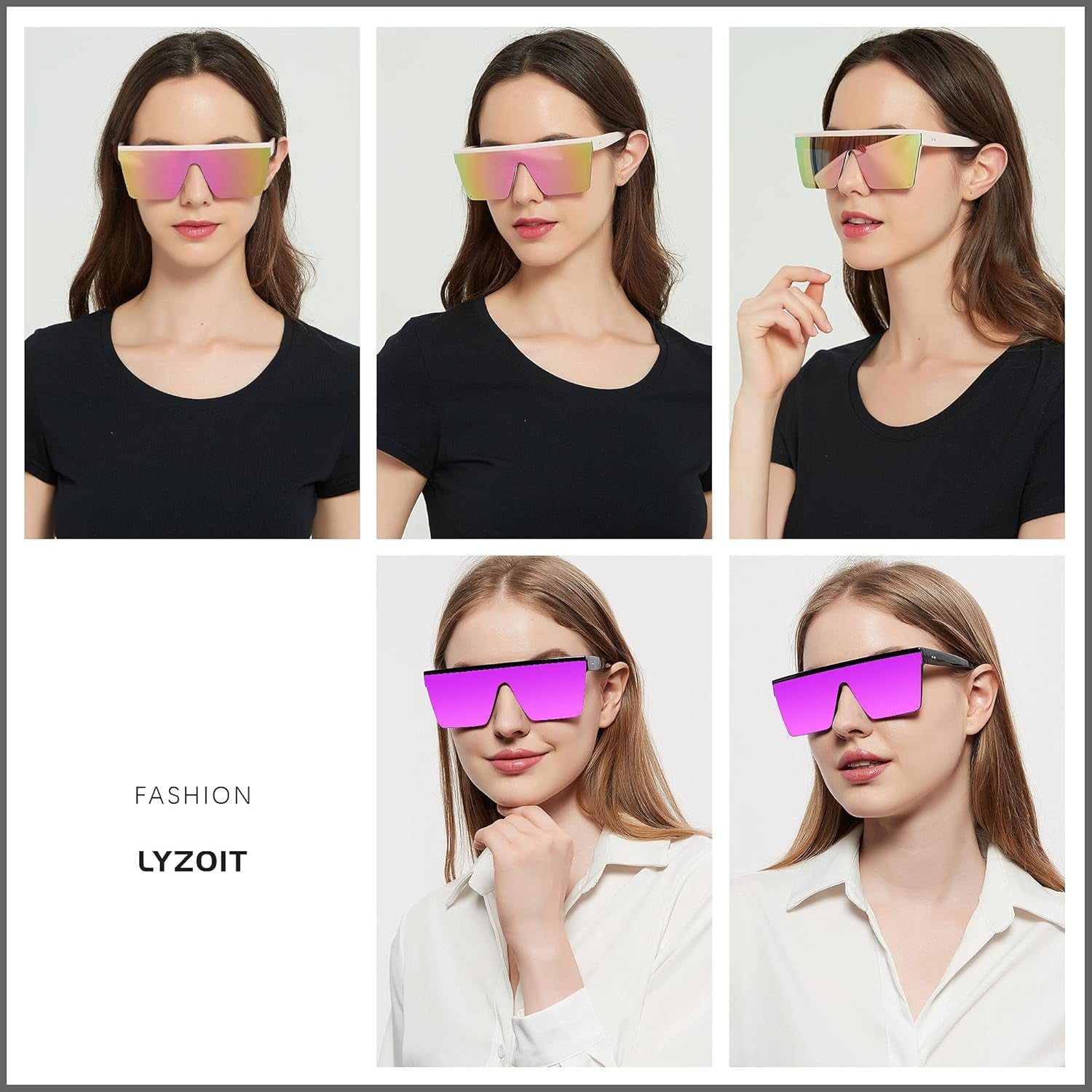 Square Oversized Sunglasses for Women Men Big Flat Top Fashion Shield Large UV Protection Rimless Shades