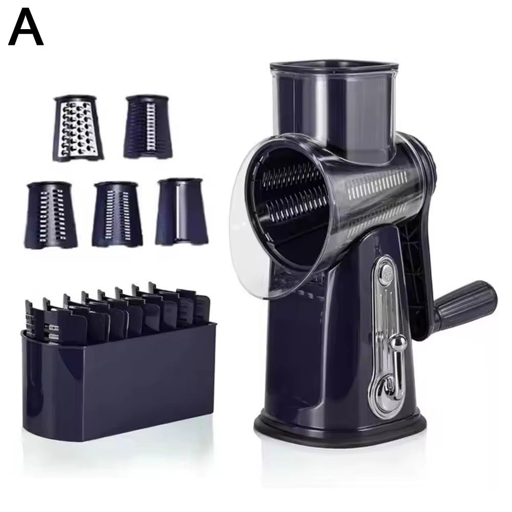 5 in 1 Rotary Cheese Grater with Handle Manual Vegetable Base Nuts Grinder with Strong Suction Slicer Graters Shredder R4Y9
