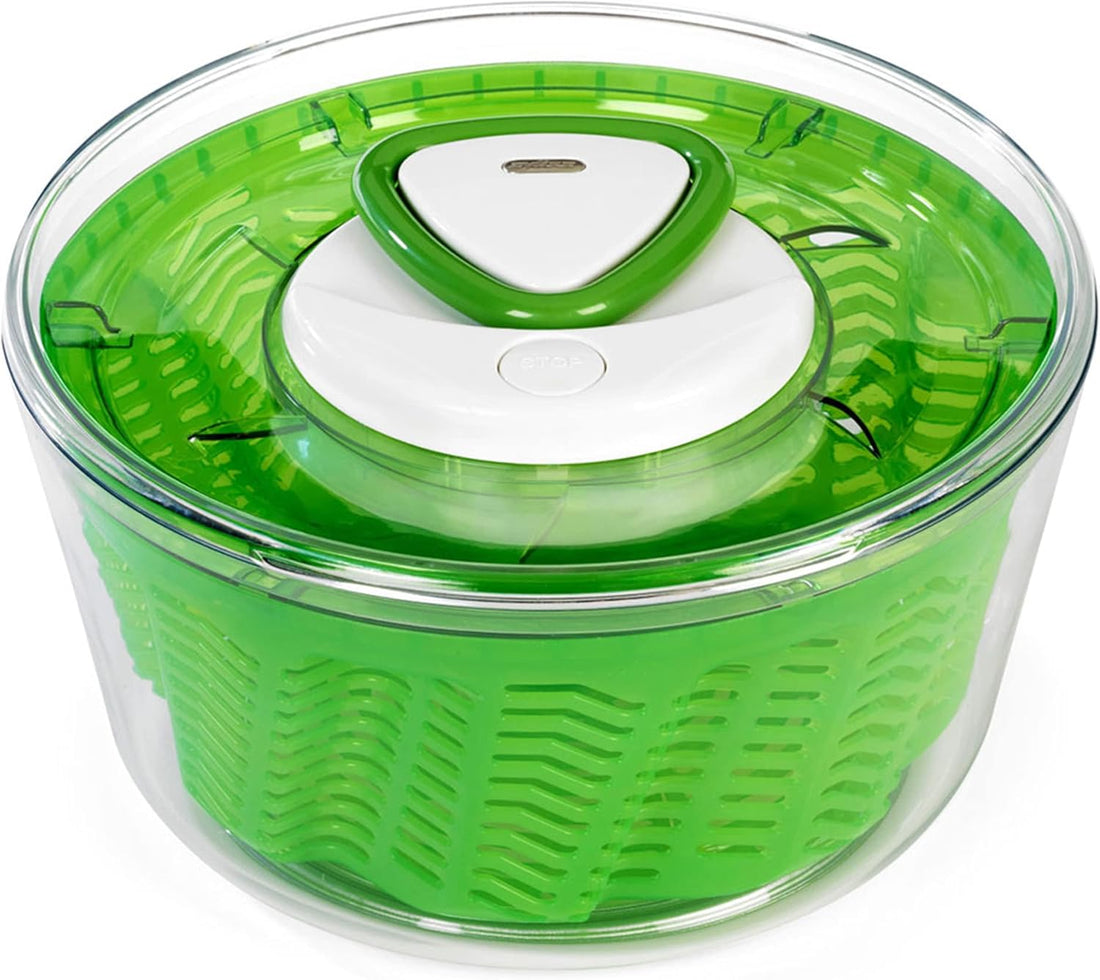 Easy Spin 2 Aquavent Large Salad Spinner - Salad Spinner with Pull Cord - Salad Bowl for 4 to 6 Servings - Manual Vegetable and Fruit Dryer - Vegetable Spinner with Brake - Green, Large