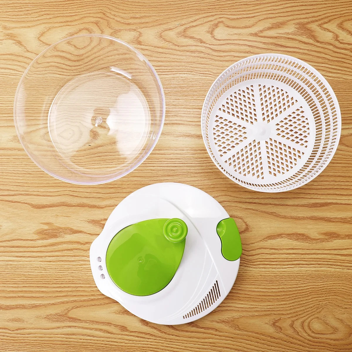 4Qt Salad Spinner Vegetable Dryer, Green Glaze Colour, Height: 7.68In,Weight:1.17Lb