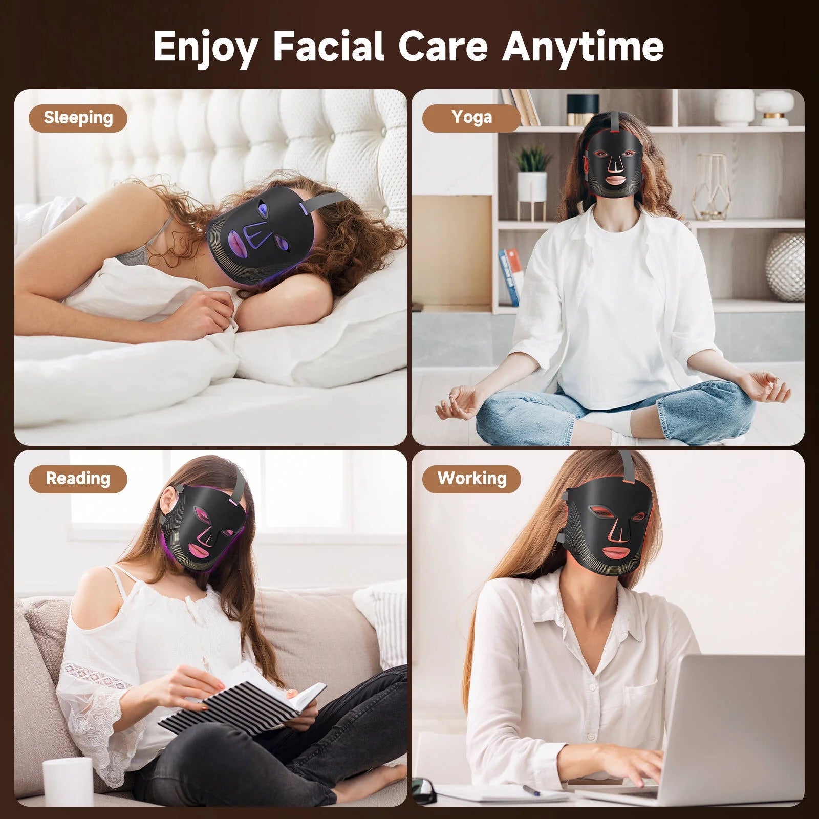 Red Light Therapy for Face, 4 Modes Led Face Mask Light Therapy with Remote, Portable Light Therapy Mask for Skin Care at Home, Travel
