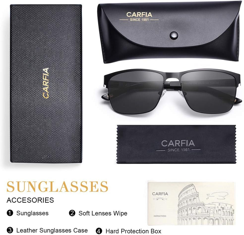 Metal Mens Sunglasses Polarized UV400 Protection for Driving Fishing Hiking Golf Everyday Use CA5225