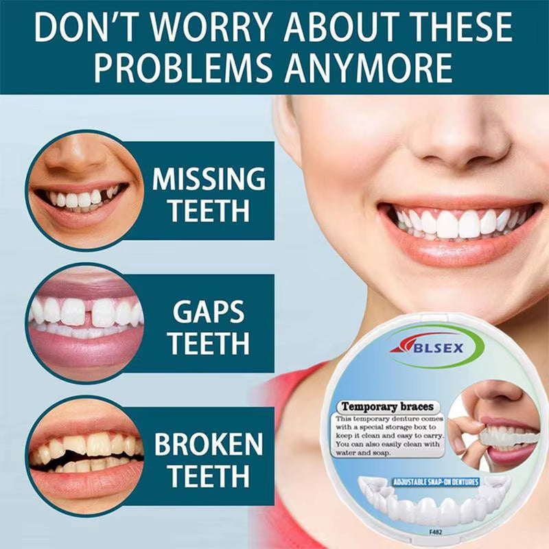 Reusable Veneers Teeth Snap on Beautiful Smile Teeth with Comfortable Fit Temporary Teeth for Missing Chipped Stained Teeth