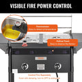 VEVOR Outdoor Propane Deep Fryer, Double Burners Commercial Fryer, 16 Qt Stainless Steel Cooker with Removable Baskets & Lids & Tanks, Oil Fryer Cart with Thermometer & Regulator, for Outdoor Cooking