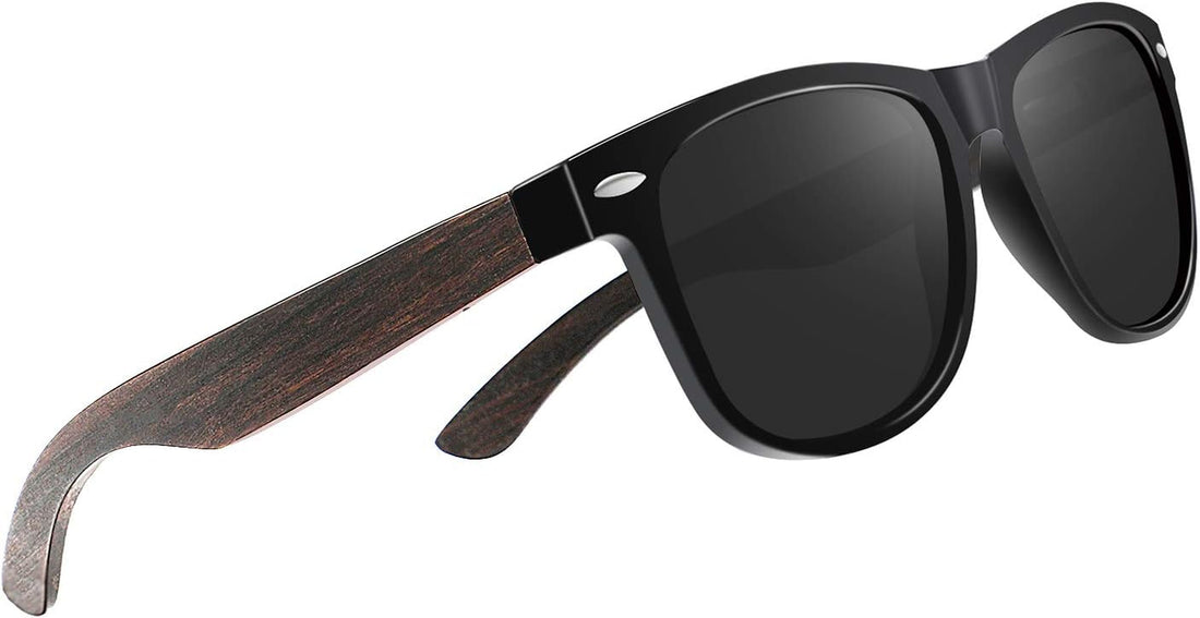 Black Polarized Sunglasses for Men Square Vintage Retro Sunglasses 80S with Dark Tint for Driving Fishing Beach