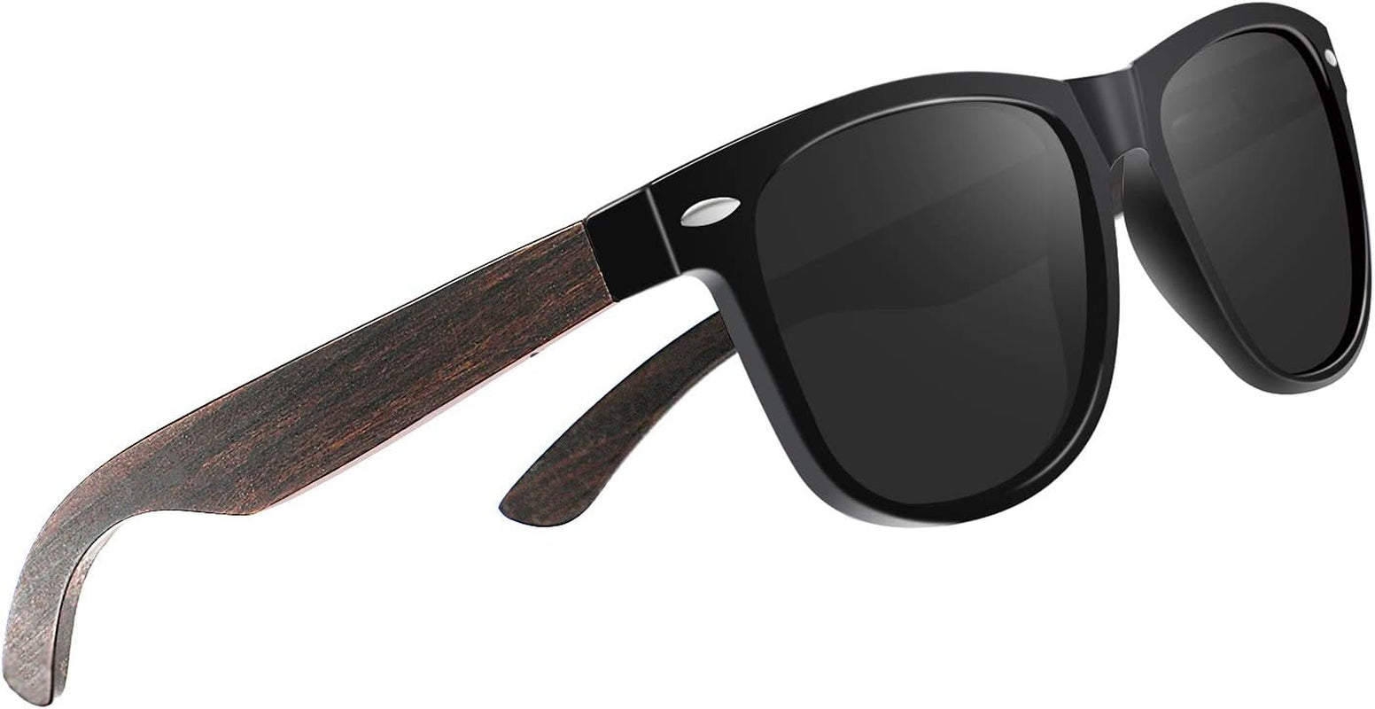 Black Polarized Sunglasses for Men Square Vintage Retro Sunglasses 80S with Dark Tint for Driving Fishing Beach