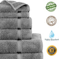 100% Cotton Turkish Towel Set (Gray, Towel Set - 6 Piece)