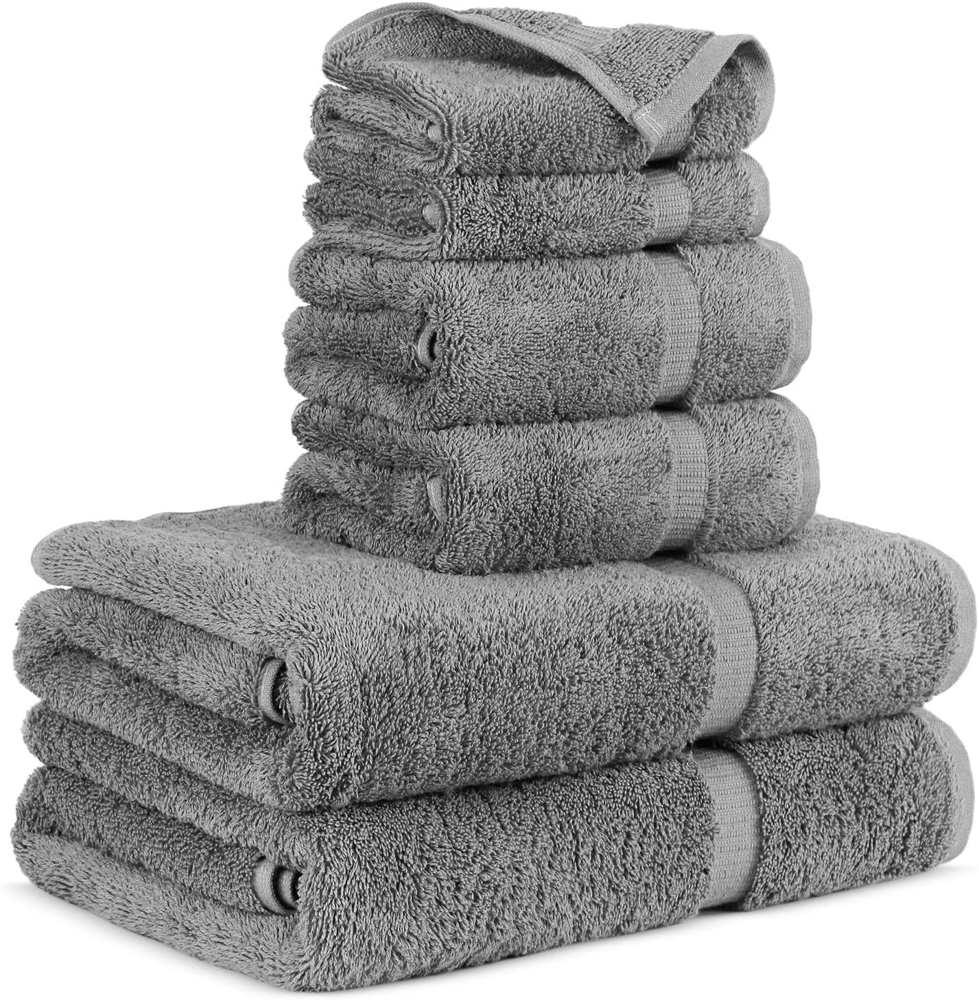 100% Cotton Turkish Towel Set (Gray, Towel Set - 6 Piece)
