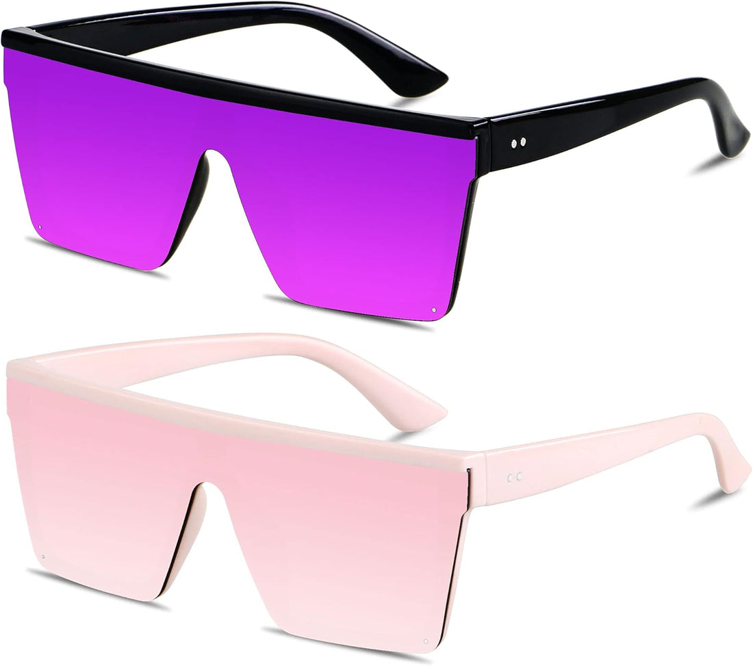 Square Oversized Sunglasses for Women Men Big Flat Top Fashion Shield Large UV Protection Rimless Shades