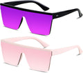 Square Oversized Sunglasses for Women Men Big Flat Top Fashion Shield Large UV Protection Rimless Shades