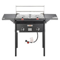 VEVOR Outdoor Propane Deep Fryer, Double Burners Commercial Fryer, 16 Qt Stainless Steel Cooker with Removable Baskets & Lids & Tanks, Oil Fryer Cart with Thermometer & Regulator, for Outdoor Cooking