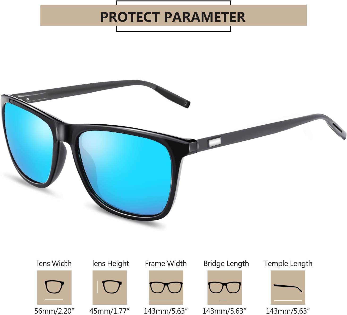 Polarized Sunglasses for Men Women UV400 Classic Square Design Sun Glasses Fashion Shades