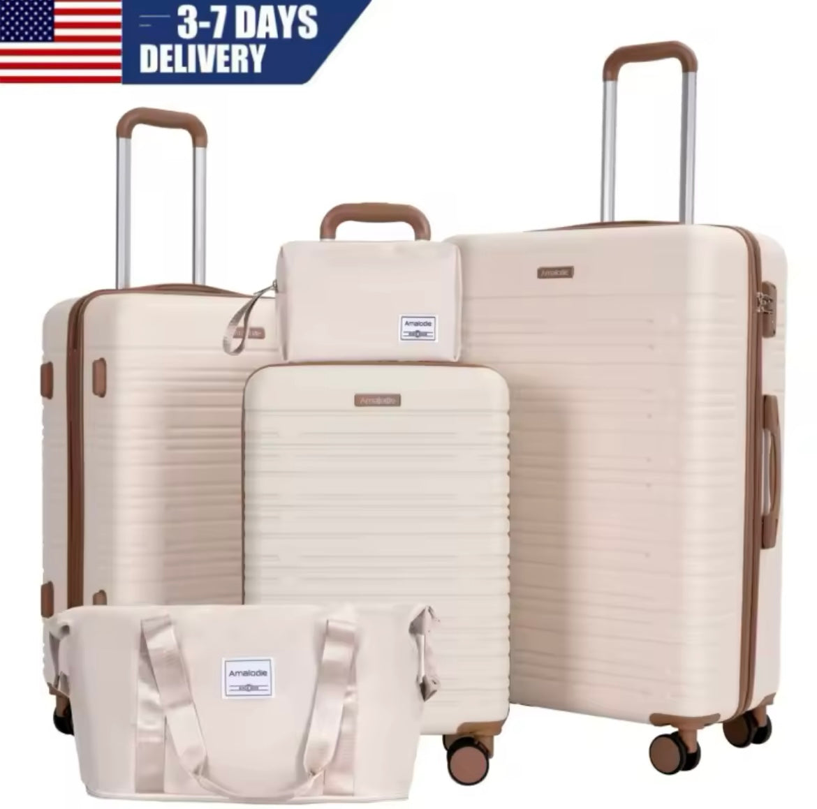 5-Piece ABS Luggage Set with Spinner Wheels & TSA Lock​