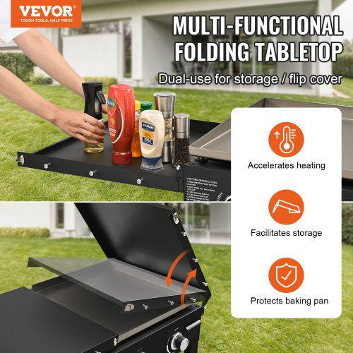 VEVOR 36" 4-Burner Outdoor Gas Griddle with Cart