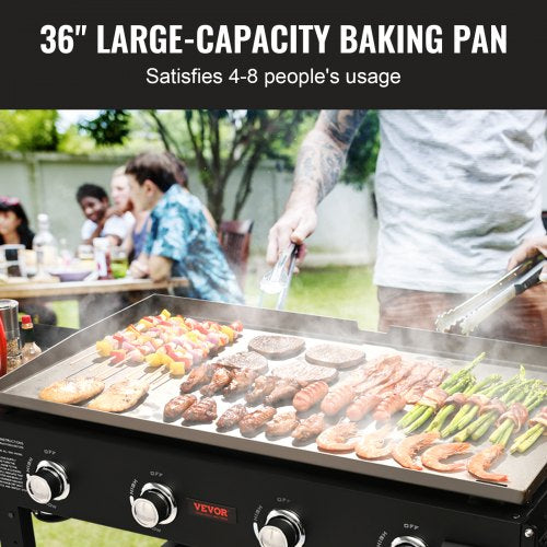 VEVOR 36" 4-Burner Outdoor Gas Griddle with Cart