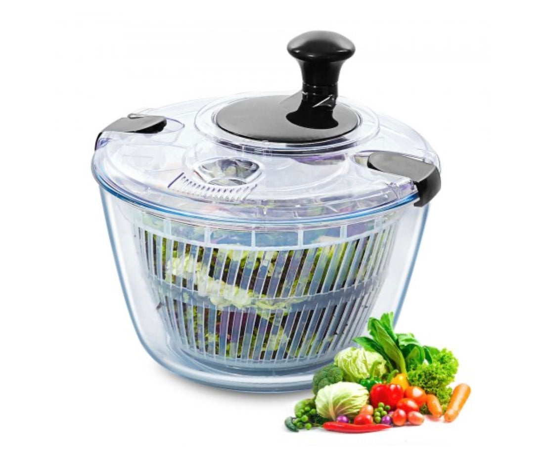 Glass Salad Spinner 4.75Qt – One-Handed BPA-Free Dryer​