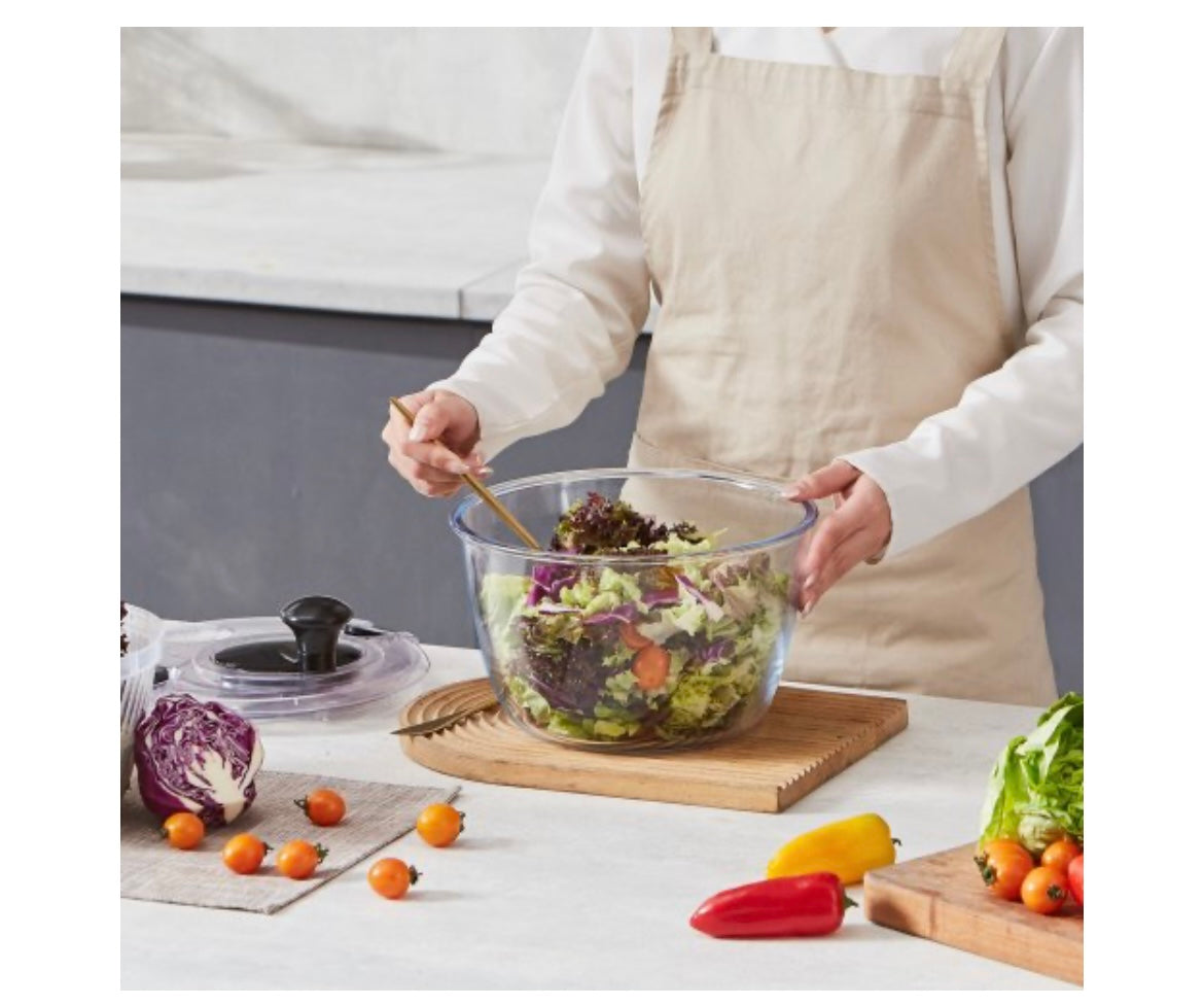 Glass Salad Spinner 4.75Qt – One-Handed BPA-Free Dryer​