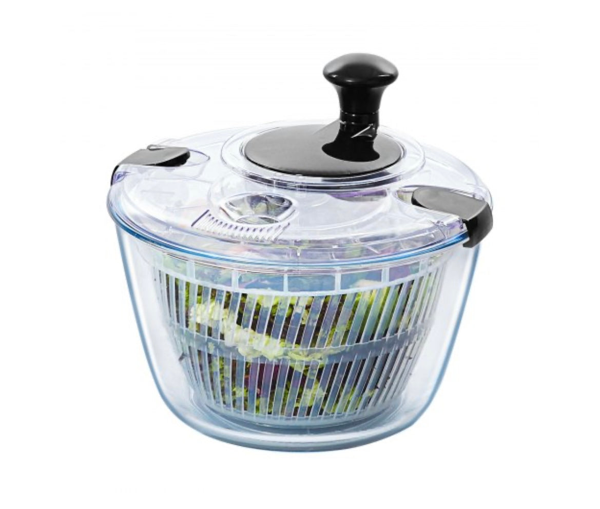 Glass Salad Spinner 4.75Qt – One-Handed BPA-Free Dryer​