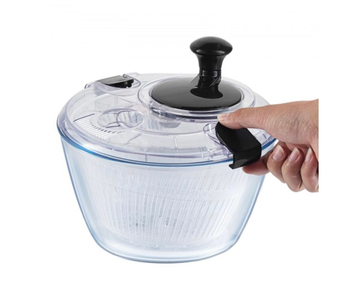 Glass Salad Spinner 4.75Qt – One-Handed BPA-Free Dryer​