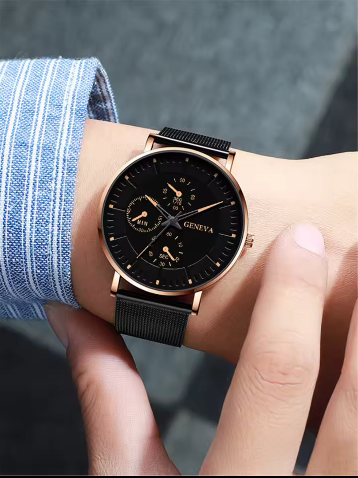 Men's Geneva Casual Watch – Minimalist Steel Mesh Timepiece​