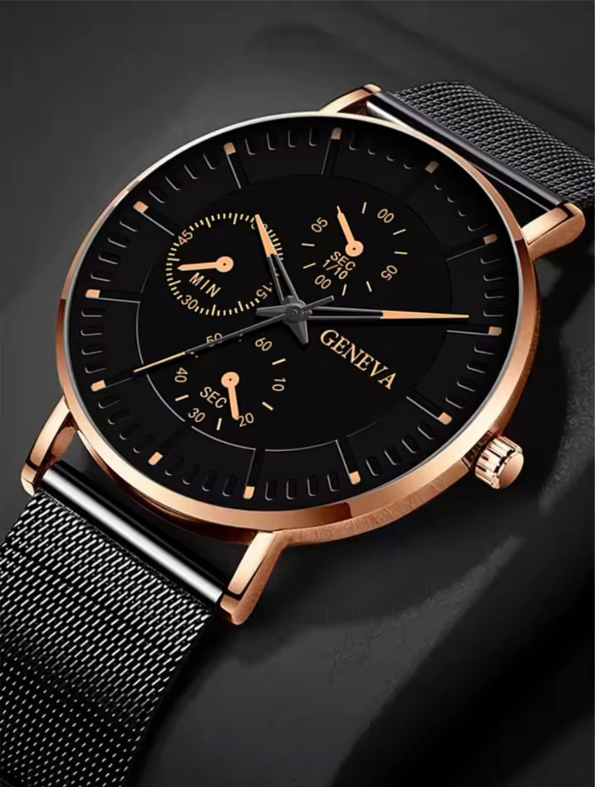 Men's Geneva Casual Watch – Minimalist Steel Mesh Timepiece​