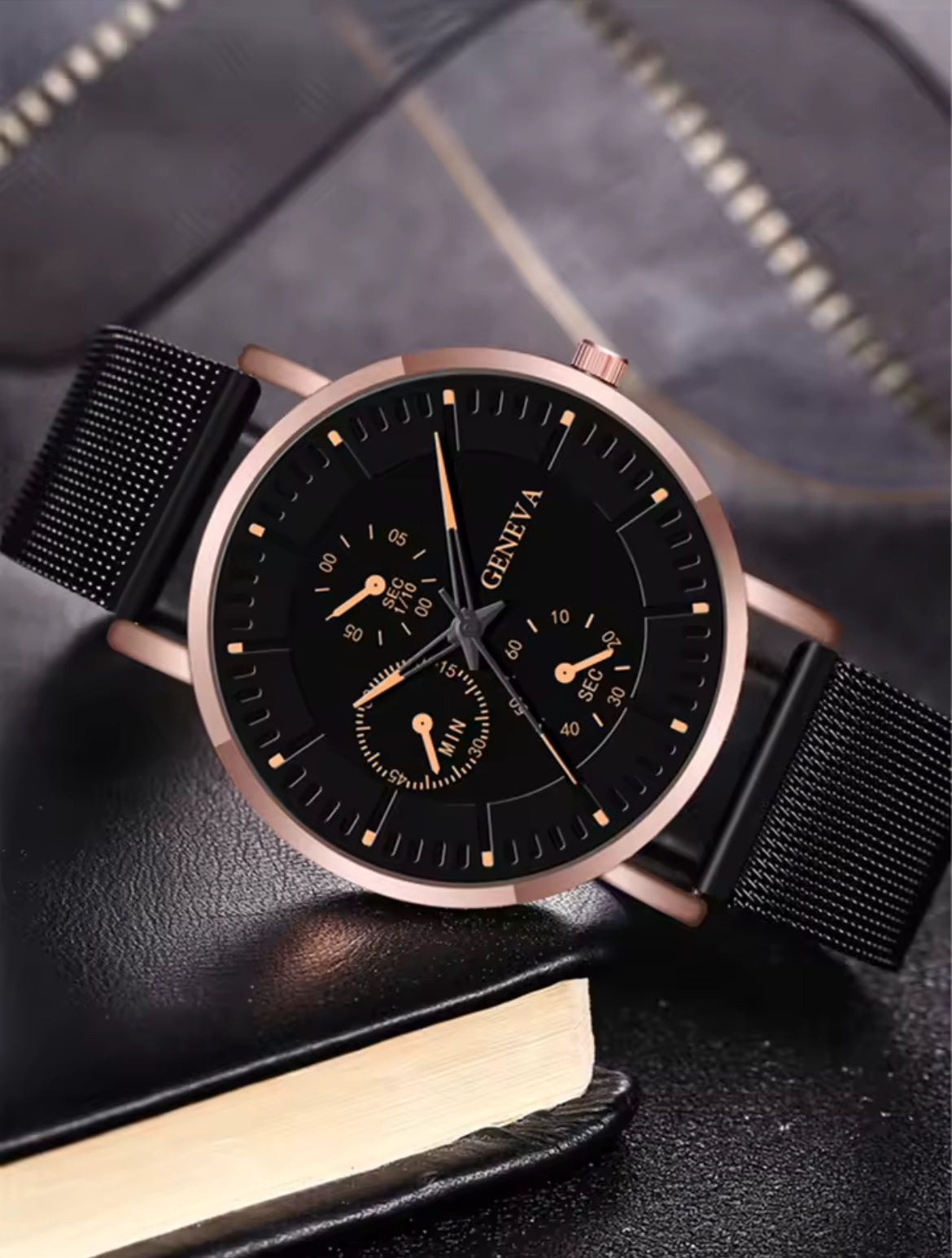 Men's Geneva Casual Watch – Minimalist Steel Mesh Timepiece​