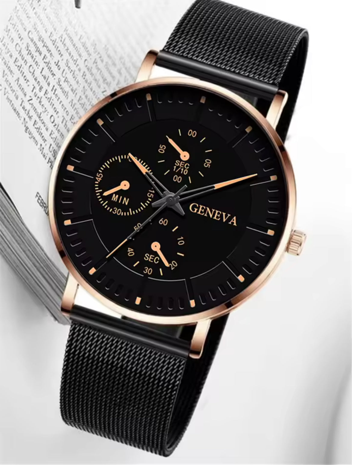 Men's Geneva Casual Watch – Minimalist Steel Mesh Timepiece​