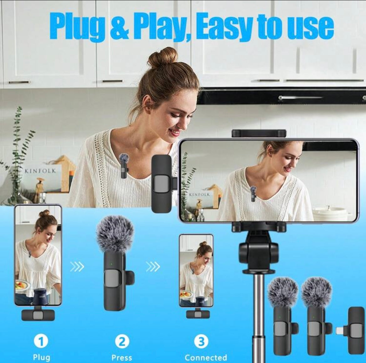 Mini Wireless Microphone for iPhone & Android