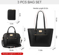 Handbags for Women Fashion Tote Bags Shoulder Bag Top Handle Satchel Purse Set 3Pcs (3Pcs Set, A-1514-Black)