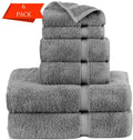 100% Cotton Turkish Towel Set (Gray, Towel Set - 6 Piece)