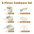 Nonstick Pots and Pans Set with Detachable Handle, 8Pcs Cooking Pots and Pans Set with Removable Handle, Space Saving Cookware Sets, PFOA Free, Dishwasher and Oven Safe