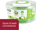 Easy Spin 2 Aquavent Large Salad Spinner - Salad Spinner with Pull Cord - Salad Bowl for 4 to 6 Servings - Manual Vegetable and Fruit Dryer - Vegetable Spinner with Brake - Green, Large