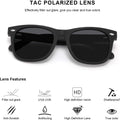 Retro Polarized Sunglasses for Men UV Protection, Black Mens Shades Sunglasses Designer with Wood