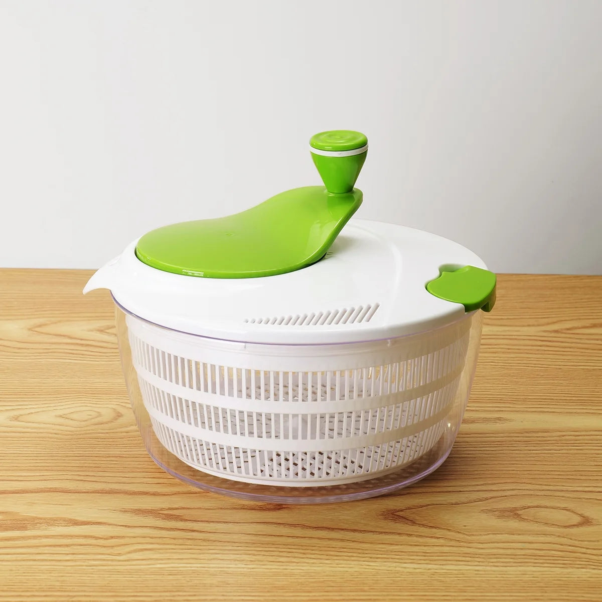 4Qt Salad Spinner Vegetable Dryer, Green Glaze Colour, Height: 7.68In,Weight:1.17Lb