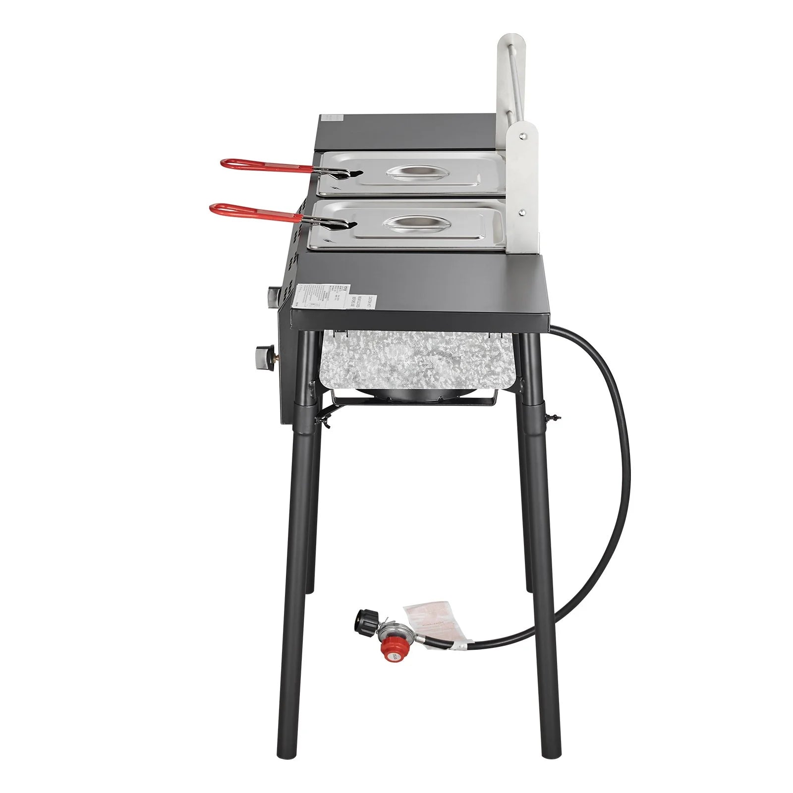 VEVOR Outdoor Propane Deep Fryer, Double Burners Commercial Fryer, 16 Qt Stainless Steel Cooker with Removable Baskets & Lids & Tanks, Oil Fryer Cart with Thermometer & Regulator, for Outdoor Cooking