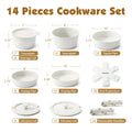 Pots and Pans Set Nonstick with Detachable Handles, 14Pcs Induction Cookware Set Stackable, Space Saving Kitchen Cookware Sets Non-Stick with Removable Handle, RV Cookware, PFOA Free