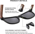 Retro Polarized Sunglasses for Men UV Protection, Black Mens Shades Sunglasses Designer with Wood