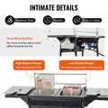 VEVOR Outdoor Propane Deep Fryer, Double Burners Commercial Fryer, 16 Qt Stainless Steel Cooker with Removable Baskets & Lids & Tanks, Oil Fryer Cart with Thermometer & Regulator, for Outdoor Cooking