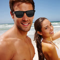 Black Polarized Sunglasses for Men Square Vintage Retro Sunglasses 80S with Dark Tint for Driving Fishing Beach