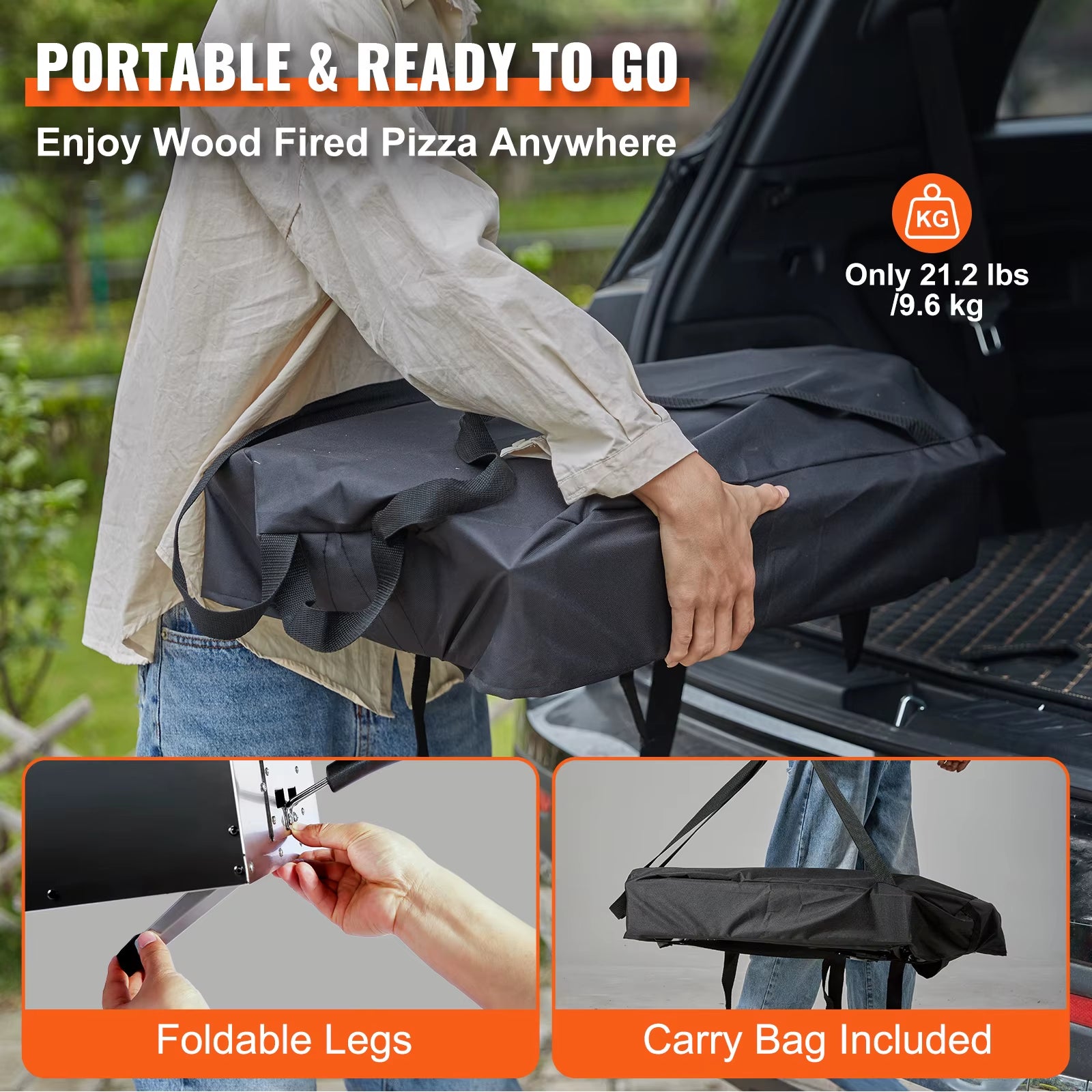 Outdoor Pizza Oven 12In Pellet & Charcoal Fired Maker, Portable outside Stainless Steel Grill for Backyard Party Camping