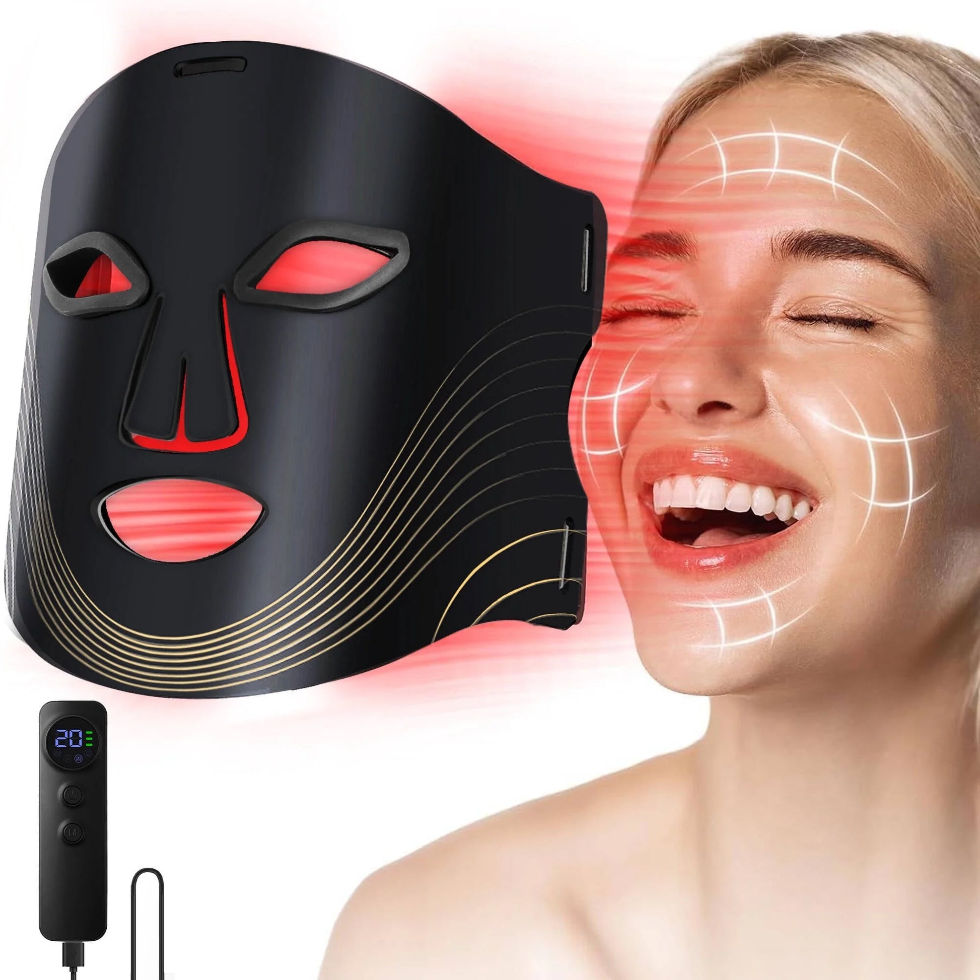 Red Light Therapy for Face, 4 Modes Led Face Mask Light Therapy with Remote, Portable Light Therapy Mask for Skin Care at Home, Travel